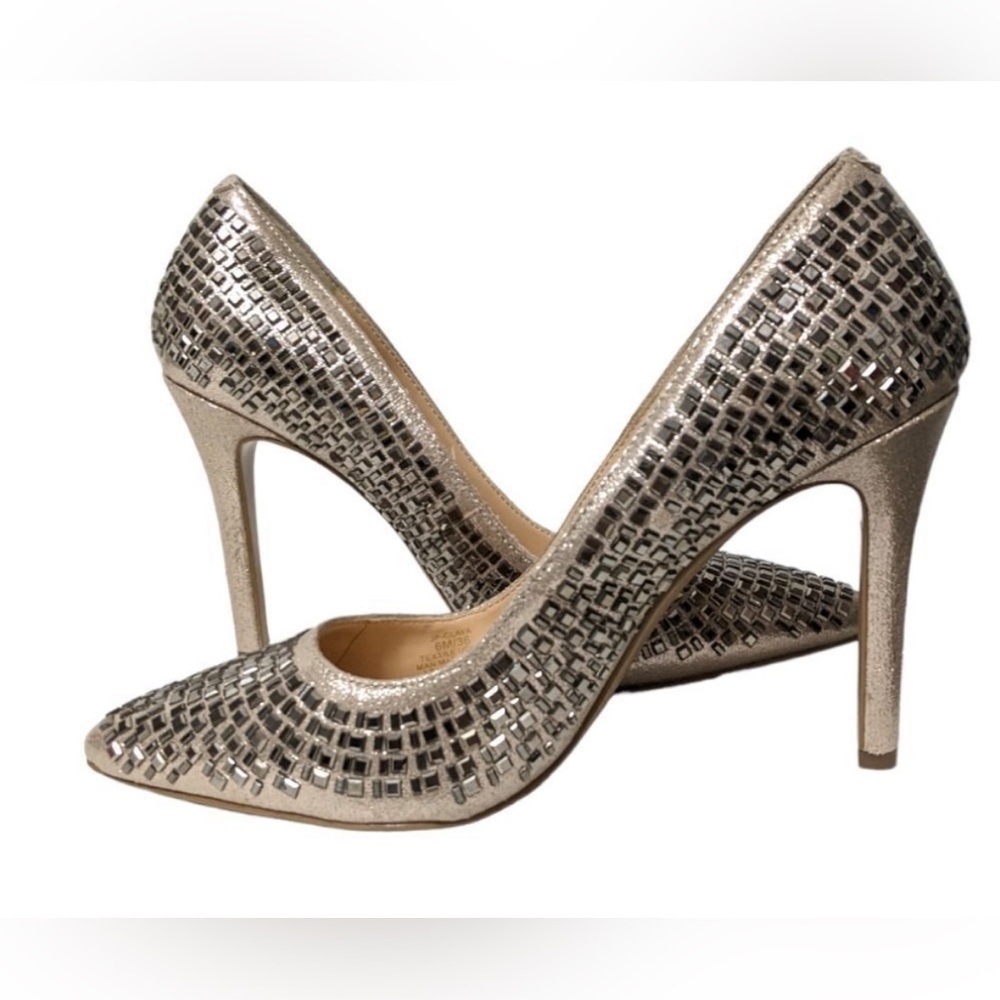 Jessica Simpson Claya Metal Pump Gold Pewter 8.5 - Picture 6 of 13